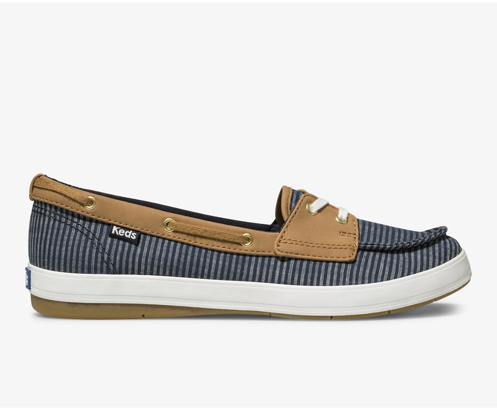 Slip On Γυναικεια - Keds Charter Stripe - Σκουρο Μπλε - XDJIL7509